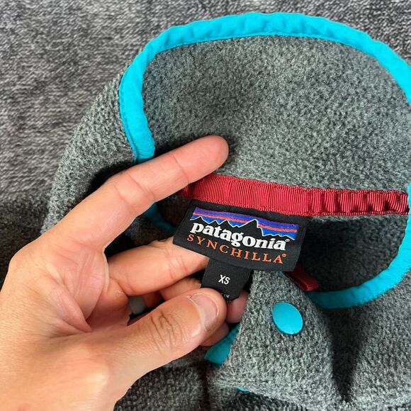 Patagonia Synchilla Snap T Fleece Pullover Teal Gray Women's XS Sweater - Picture 3 of 9